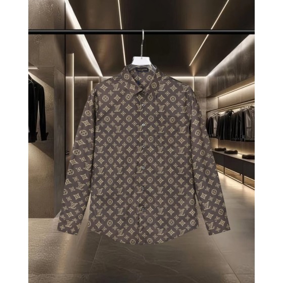 Louis Vuitton classic Monogram all-over print long-sleeved shirt with subtle monogram pattern and logo print